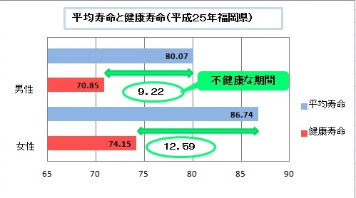 平均寿命と健康寿命についてのグラフ画像